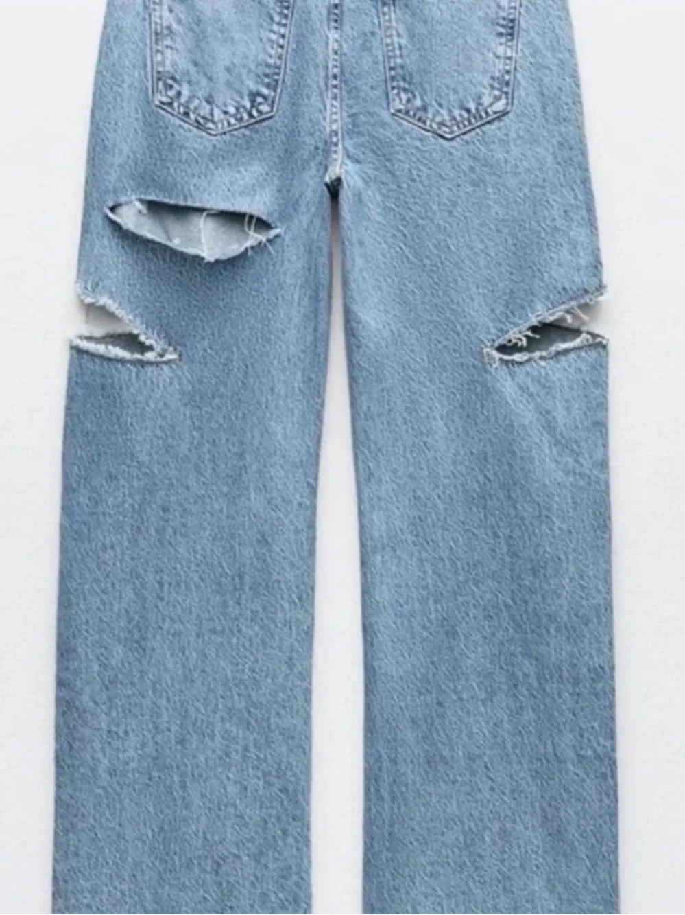 NWT Zara y2k Grunge Festival Mid Waist Ripped Cut Out Straight Jeans Blogger FAV